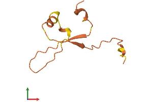 AlphaFold protein structure predicition of Human Recombinant LINC00587 Protein, UniprotID B1AMM8