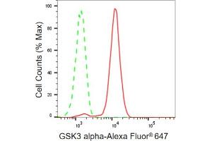 Flow cytometric analysis of GSK3 alpha expression in HepG2 cells using GSK3 alpha antibody (ABIN7798777), 1:2,000). (Recombinant GSK3 alpha antibody)