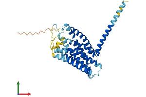 AlphaFold protein structure predicition of Human Recombinant GPR18 Protein, UniprotID Q14330 (GPR18 Protein (AA 1-331) (His tag))