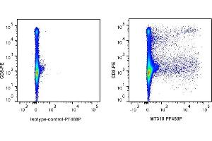 Detection of IFN-γ by flow cytometry in viable rabbit spleen cells. (Interferon gamma antibody  (PromoFluor-488 Premium))