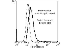 Flow Cytometry analysis using Mouse Anti-Hexanoyl-Lysine adduct Monoclonal Antibody, Clone 5D9 . (Hexanoyl-Lysine Adduct (HEL) antibody (Atto 390))