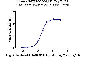 Immobilized Human NKG2A&CD94, hFc Tag at 2 μg/mL (100 μL/Well) on Fc Antibody(2 μg/mL) precoated plate.