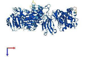 AlphaFold protein structure predicition of Mouse Recombinant Tcaf3 Protein, UniprotID Q6QR59 (FAM115E Protein (AA 1-914) (His tag))