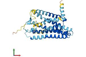 AlphaFold protein structure predicition of Human Recombinant OR1F2P Protein, UniprotID Q96R84 (OR1F2P Protein (AA 1-312) (His tag))