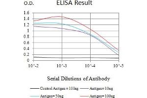 Black line: Control Antigen (100 ng),Purple line: Antigen (10 ng), Blue line: Antigen (50 ng), Red line:Antigen (100 ng) (Poliovirus Receptor antibody  (AA 21-343))