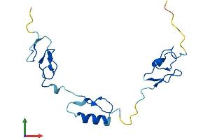 AlphaFold protein structure predicition of Human Recombinant ZFAND2A Protein, UniprotID Q8N6M9