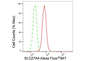 Flow cytometric analysis of SLC27A4 expression in HepG2 cells using SLC27A4 antibody (ABIN7800392), 1:2,000).