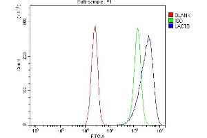 Flow Cytometry analysis of Caco-2 cells using anti-LACTB antibody (ABIN7600047). (LACTB antibody  (AA 141-543))