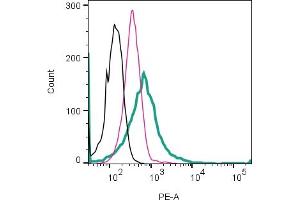 Cell surface detection of Glucagon-like peptide 1 receptor by direct flow cytometry in live intact human  monocytic leukemia cells: + Rabbit IgG isotype control-PE (ABIN7582046).