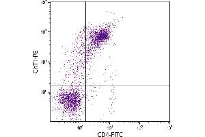 Chicken peripheral blood lymphocytes were stained with Mouse Anti-Chicken ChT1-PE. (ChT antibody)