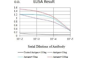 Black line: Control Antigen (100 ng),Purple line: Antigen (10 ng), Blue line: Antigen (50 ng), Red line:Antigen (100 ng) (BAX antibody)
