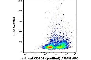 Flow cytometry surface staining pattern of rat splenocyte suspension stained using anti-rat CD161 (10/78) purified antibody (concentration in sample 0,5 μg/mL) GAM APC. (CD161 antibody)