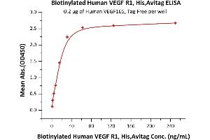 ELISA image for Fms-Related tyrosine Kinase 1 (VEGFR1) (FLT1) (AA 27-756) (Active) protein (His tag,AVI tag,Biotin) (ABIN5955009)