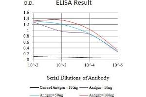 Black line: Control Antigen (100 ng),Purple line: Antigen (10 ng), Blue line: Antigen (50 ng), Red line:Antigen (100 ng) (Prosaposin antibody  (AA 17-216))
