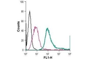 Cell surface detection of NK1R in live intact mouse J774 macrophage cells: (black line) Cells. (TACR1 antibody  (Extracellular) (FITC))