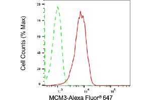 Flow cytometric analysis of MCM3 expression in HepG2 cells using MCM3 antibody (ABIN7799419), 1:2,000). (Recombinant MCM3 antibody)