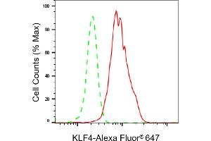 Flow cytometric analysis of KLF4 expression in HepG2 cells using KLF4 antibody (ABIN7799216), 1:2,000). (Recombinant KLF4 antibody)