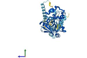 AlphaFold protein structure predicition of Mouse Recombinant Cyth3 Protein, UniprotID O08967 (Cytohesin 3 Protein (CYTH3) (AA 1-399) (His tag))