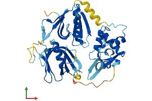 AlphaFold protein structure predicition of Human Recombinant PLEK2 Protein, UniprotID Q9NYT0