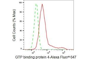 Flow cytometric analysis of GTP binding protein 4 expression in HepG2 cells using GTP binding protein 4 antibody (ABIN7798811), 1:2,000).