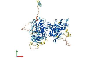 AlphaFold protein structure predicition of Mouse Recombinant Extl1 Protein, UniprotID Q9JKV7
