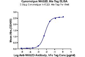 Immobilized Cynomolgus NKG2D, His Tag at 0. (KLRK1 Protein (AA 73-216) (His tag))