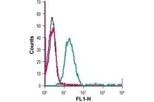 Cell surface detection of D2 dopamine receptor in live intact human Jurkat T-cell leukemia cell line: (black line) Cells. (Dopamine d2 Receptor antibody  (Extracellular) (FITC))