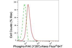 Flow cytometric analysis of phospho-FAK (Y397) expression in HepG2 cells using phospho-FAK (Y397) antibody (ABIN7800061), 1:2,000). (Recombinant FAK antibody  (pTyr397))
