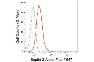 Flow cytometric analysis of Septin 2 expression in C2C12 cells using Septin 2 antibody (ABIN7800295), 1:2,000). (Recombinant Septin 2 antibody)