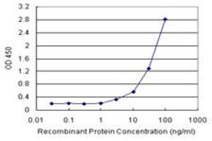 Sandwich ELISA detection sensitivity ranging from 3 ng/mL to 100 ng/mL. (KCNE1 (Human) Matched Antibody Pair)
