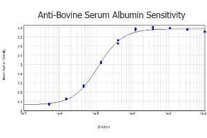 ELISA results of purified Rabbit anti-Bovine Serum Albumin Antibody tested against Bovine Serum Albumin. (Albumin antibody)