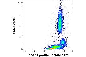 Flow cytometry surface staining pattern of human peripheral whole blood stained using anti-human CD147 (MEM-M6/2) purified antibody (concentration in sample 0. (CD147 antibody)