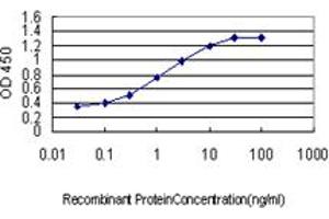 Detection limit for recombinant GST tagged UNC5D is approximately 0. (UNC5D antibody  (AA 31-130))