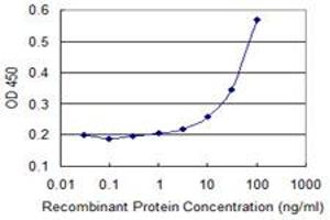 Detection limit for recombinant GST tagged ZNF157 is 3 ng/ml as a capture antibody. (ZNF157 antibody  (AA 402-505))