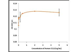 Activity Assay (AcA) image for Chemokine (C-C Motif) Ligand 13 (CCL13) (Active) protein (ABIN5509368) (CCL13 Protein)