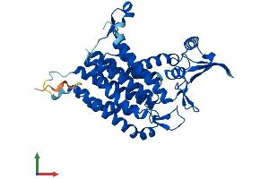 AlphaFold protein structure predicition of Mouse Recombinant Dpagt1 Protein, UniprotID P42867 (DPAGT1 Protein (AA 1-410) (His tag))
