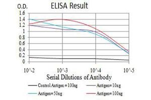Black line: Control Antigen (100 ng),Purple line: Antigen (10 ng), Blue line: Antigen (50 ng), Red line:Antigen (100 ng)