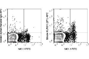 C57Bl/6 splenocytes were stained with FITC Anti-Mouse NK1. (KLRG1 antibody  (APC))