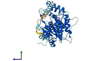 AlphaFold protein structure predicition of Mouse Recombinant B3gnt8 Protein, UniprotID Q8R3I9 (B3GNT8 Protein (AA 1-389) (His tag))