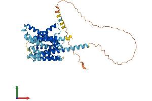 AlphaFold protein structure predicition of Mouse Recombinant Slc35d3 Protein, UniprotID Q8BGF8 (SLC35D3 Protein (AA 1-422) (His tag))