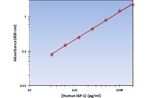 This is an example of what a typical standard curve will look like. (IGF1 ELISA Kit)