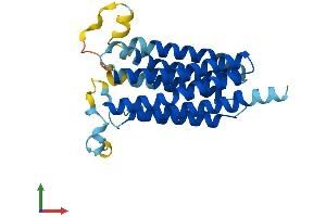 AlphaFold protein structure predicition of Human Recombinant MMD2 Protein, UniprotID Q8IY49