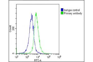 Overlay histogram showing HeLa cells stained with (ABIN6243115 and ABIN6578863)(green line). (CKS2 antibody  (AA 6-40))