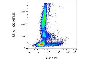 Flow cytometry analysis (surface staining) of human peripheral blood cells with anti-human CD1c (clone L161) PE.