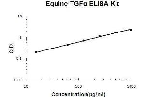 Horse equine TGF alpha PicoKine ELISA Kit standard curve