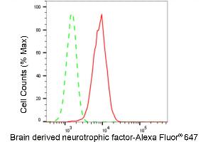 Flow cytometric analysis of Brain derived neurotrophic factor expression in HepG2 cells using Brain derived neurotrophic factor antibody (ABIN7797780), 1:2,000).
