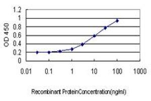 Detection limit for recombinant GST tagged TXNL1 is approximately 1ng/ml as a capture antibody.