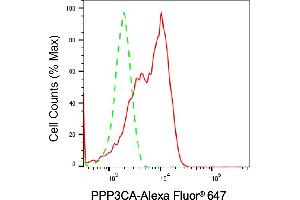 Flow cytometric analysis of PPP3CA expression in HeLa cells using PPP3CA antibody (ABIN7800026), 1:2,000).
