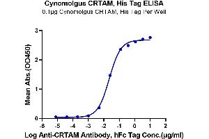 Immobilized Cynomolgus CRTAM, His Tag at 1 μg/mL (100 μL/Well) on the plate. (CRTAM Protein (AA 18-287) (His tag))