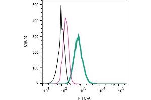 Cell surface detection of AXL by direct flow cytometry in live intact human  monocytic leukemia cells: + Rabbit IgG Isotype Control-FITC (ABIN7582044).